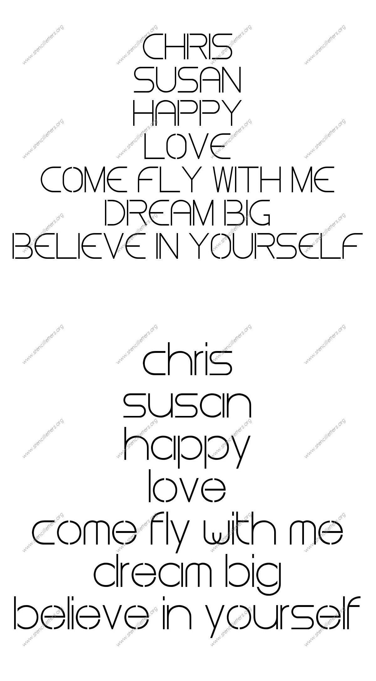 Thin Stylish Names, Words, Phrases samples