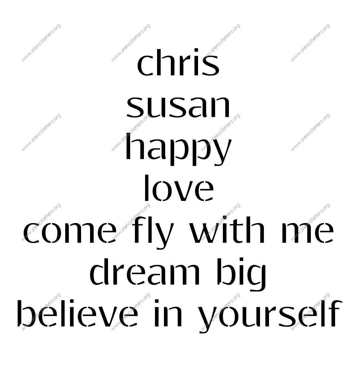 Clean Geometric lowercase stencil Names, Words, Phrases samples