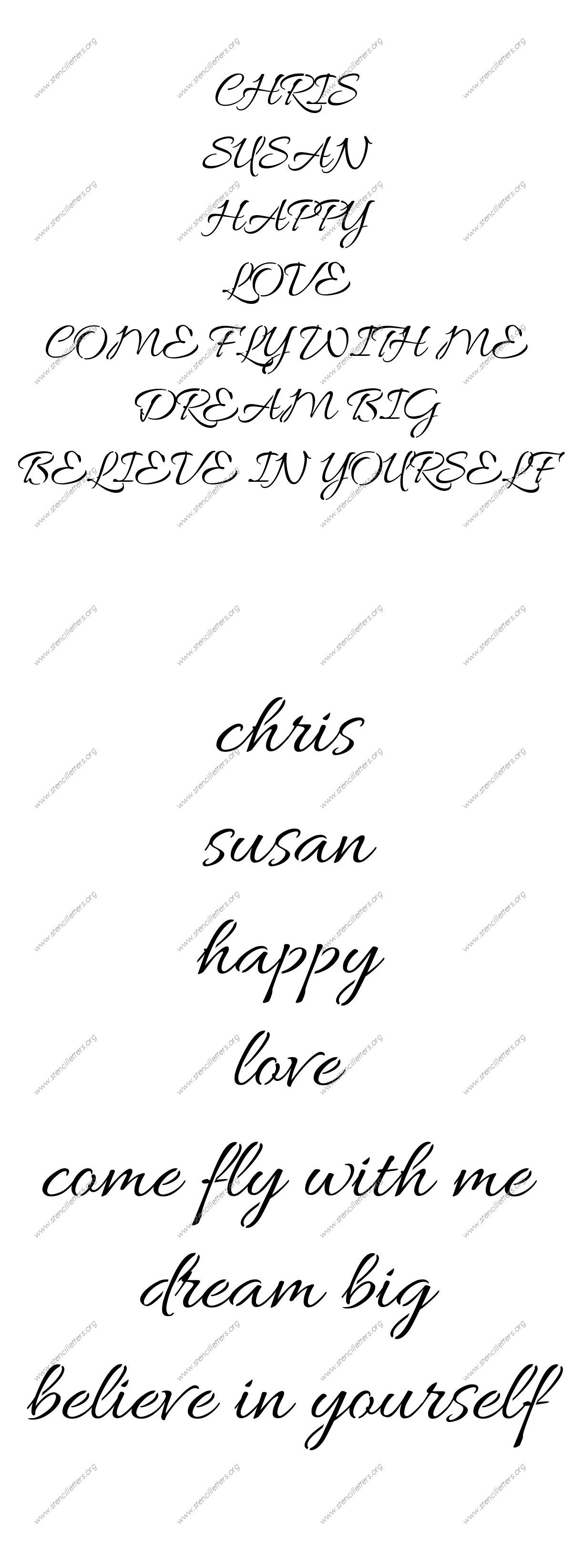 Connected Cursive Names, Words, Phrases samples