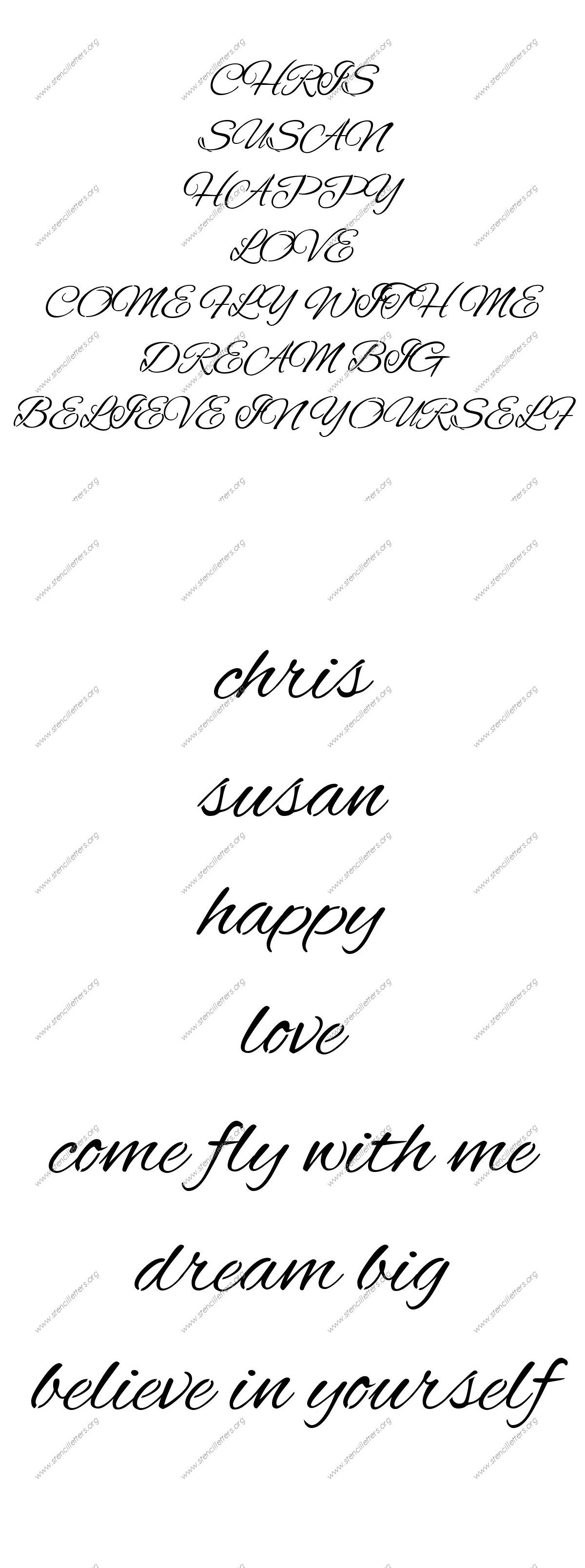 Flowing Cursive Names, Words, Phrases samples