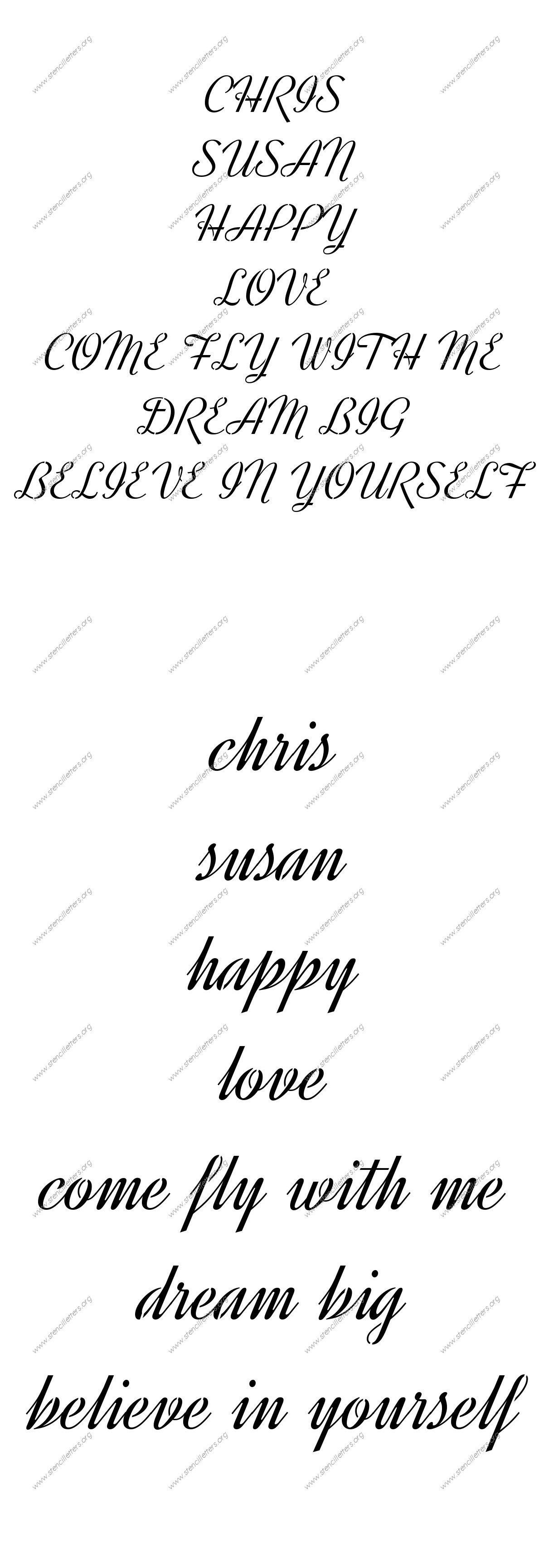 Retro Vintage Cursive Names, Words, Phrases samples