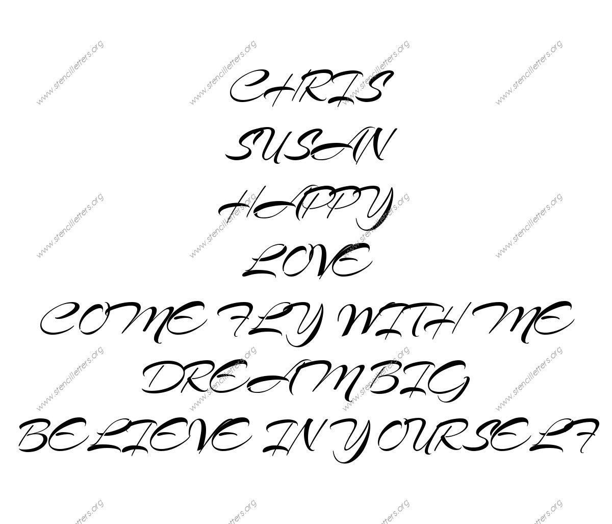 Brushed Cursive Names, Words, Phrases samples