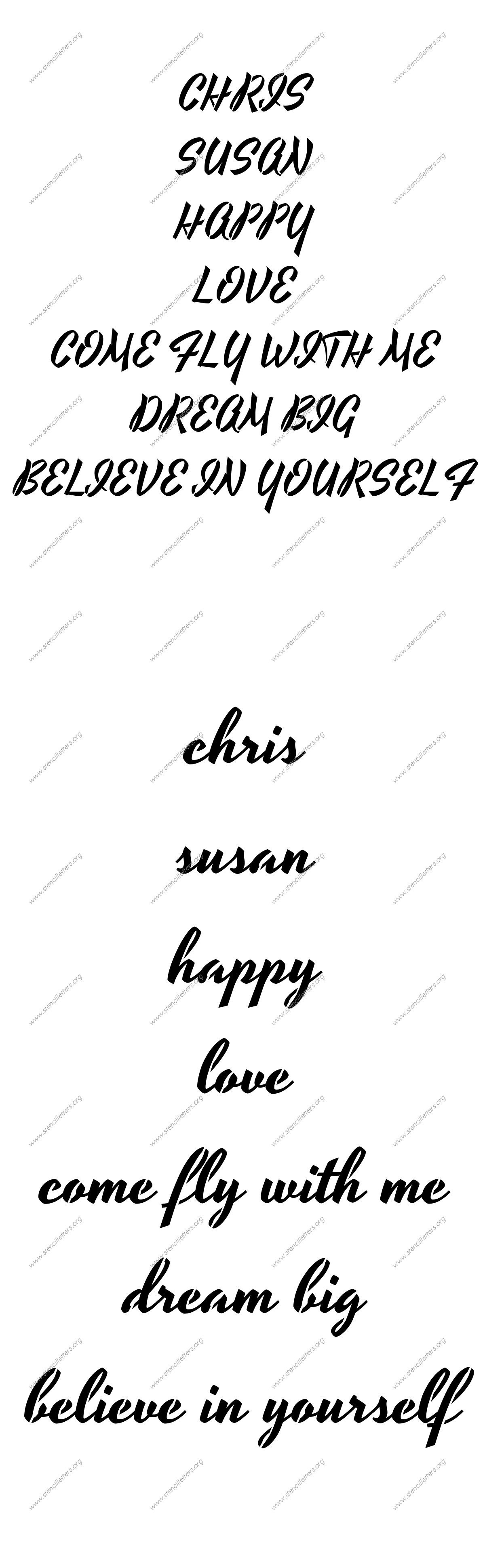 1940s Brushed Cursive Names, Words, Phrases samples