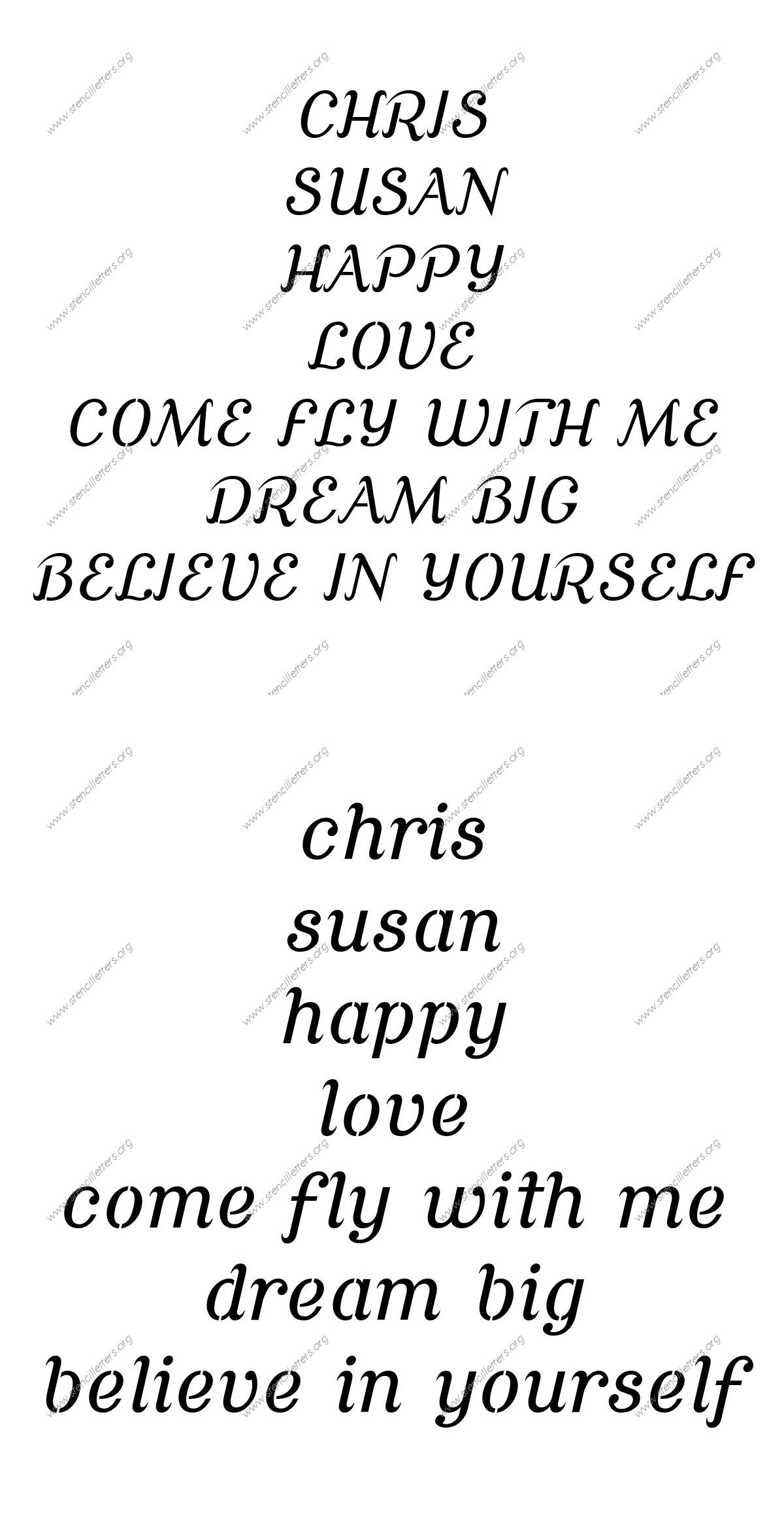 Grand Ornamental Cursive Names, Words, Phrases samples