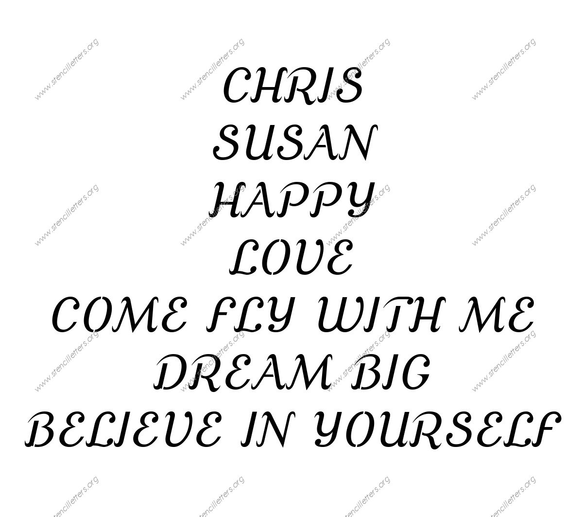 Grand Ornamental Cursive Names, Words, Phrases samples