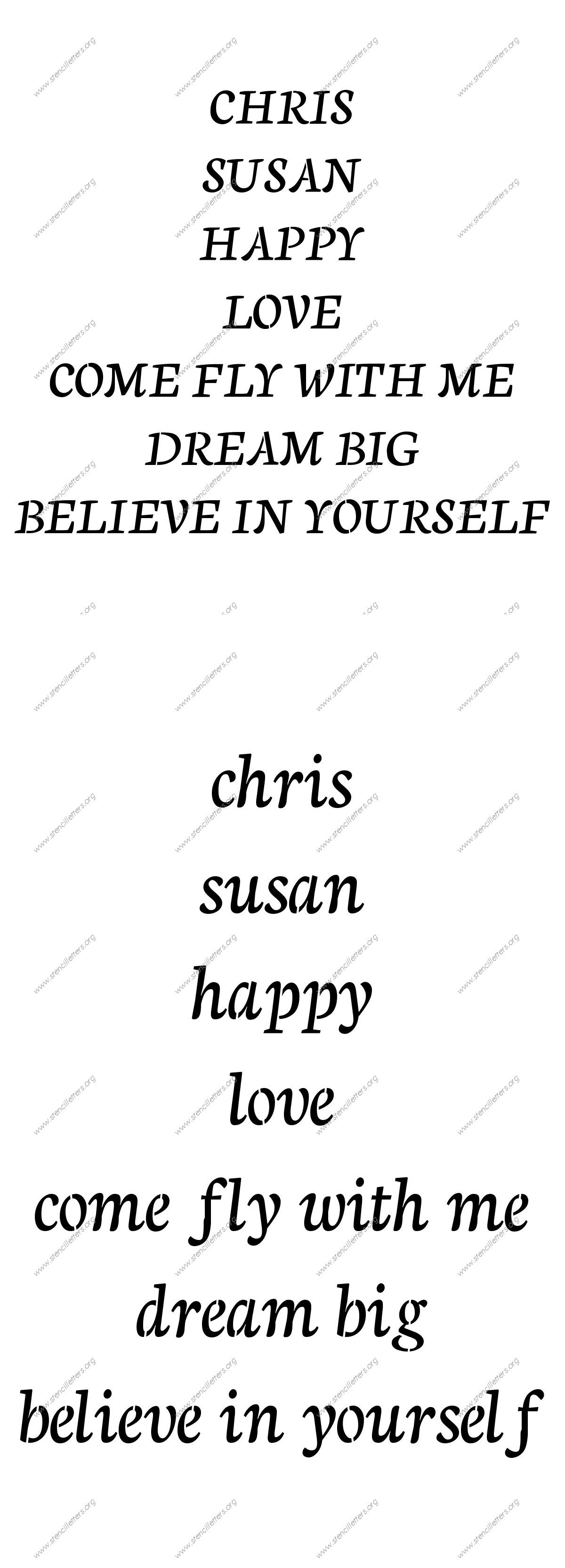 Humanist Cursive Names, Words, Phrases samples