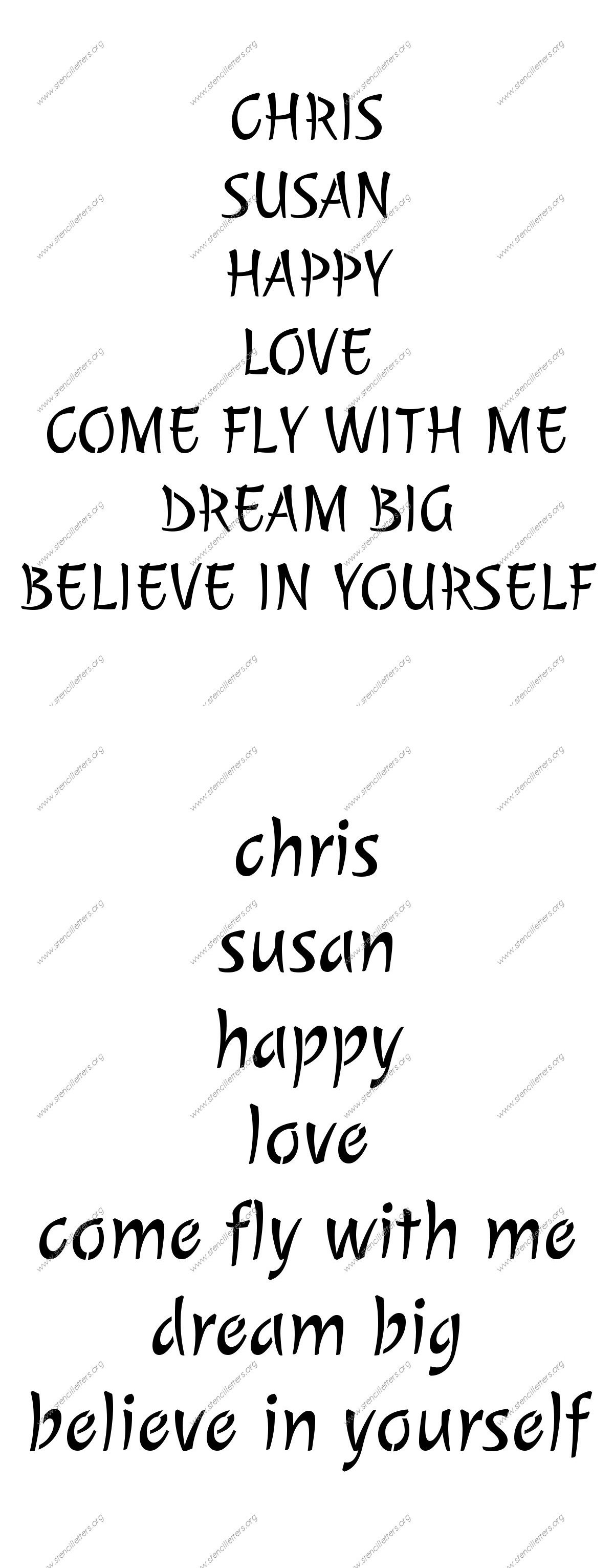 Calligraphic Cursive Names, Words, Phrases samples