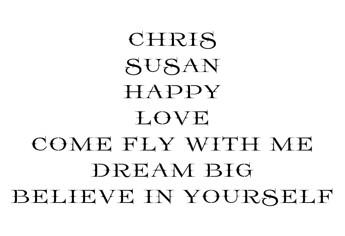 All Caps Decorative lowercase stencil Names, Words, Phrases samples