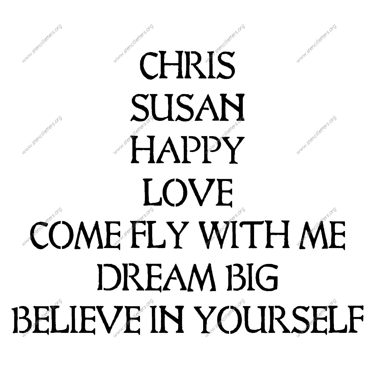 Medieval Calligraphy Names, Words, Phrases samples