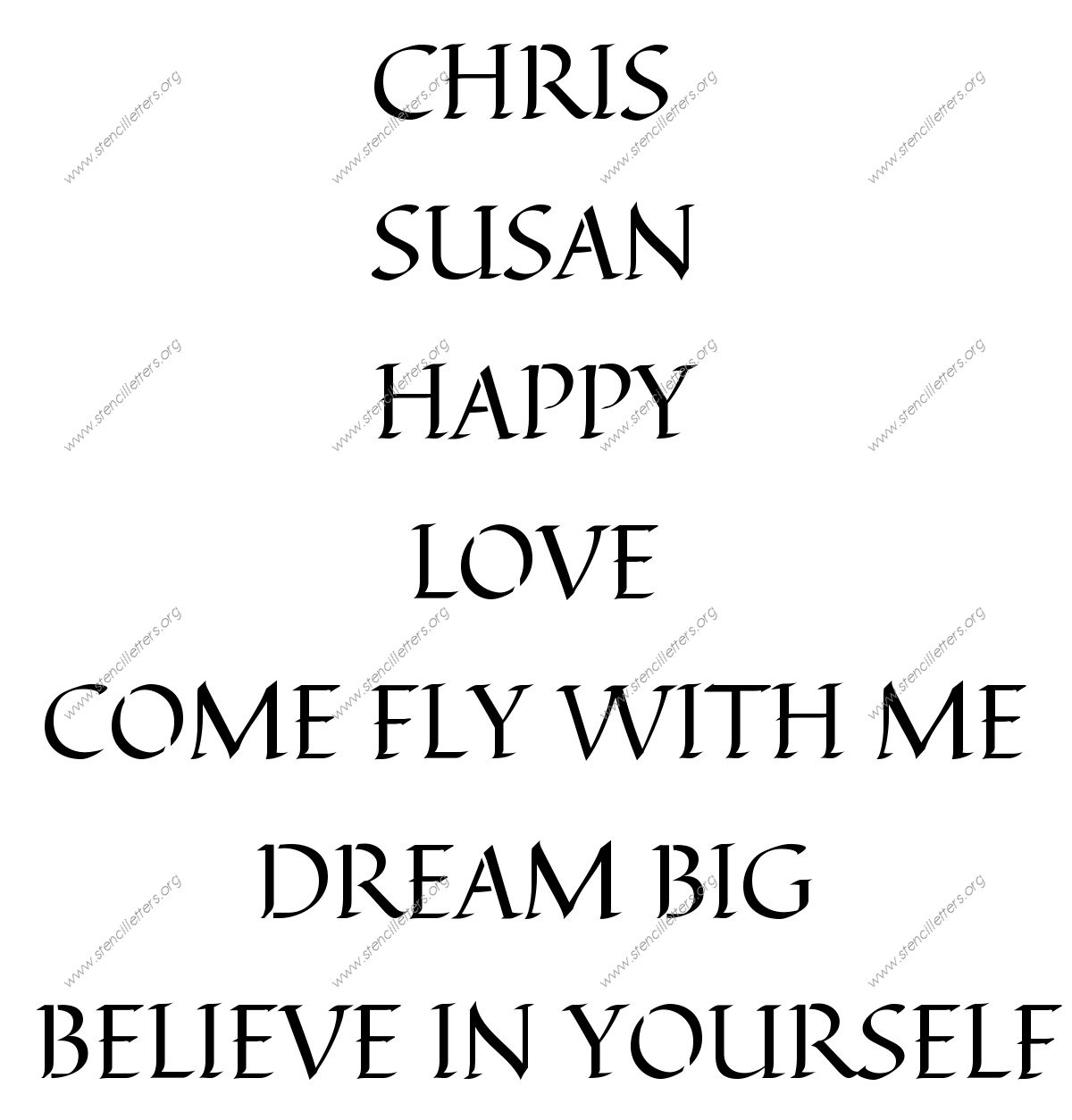 Longhand Calligraphy Names, Words, Phrases samples