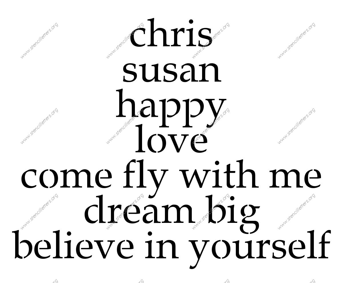 Elegant Geometric lowercase stencil Names, Words, Phrases samples