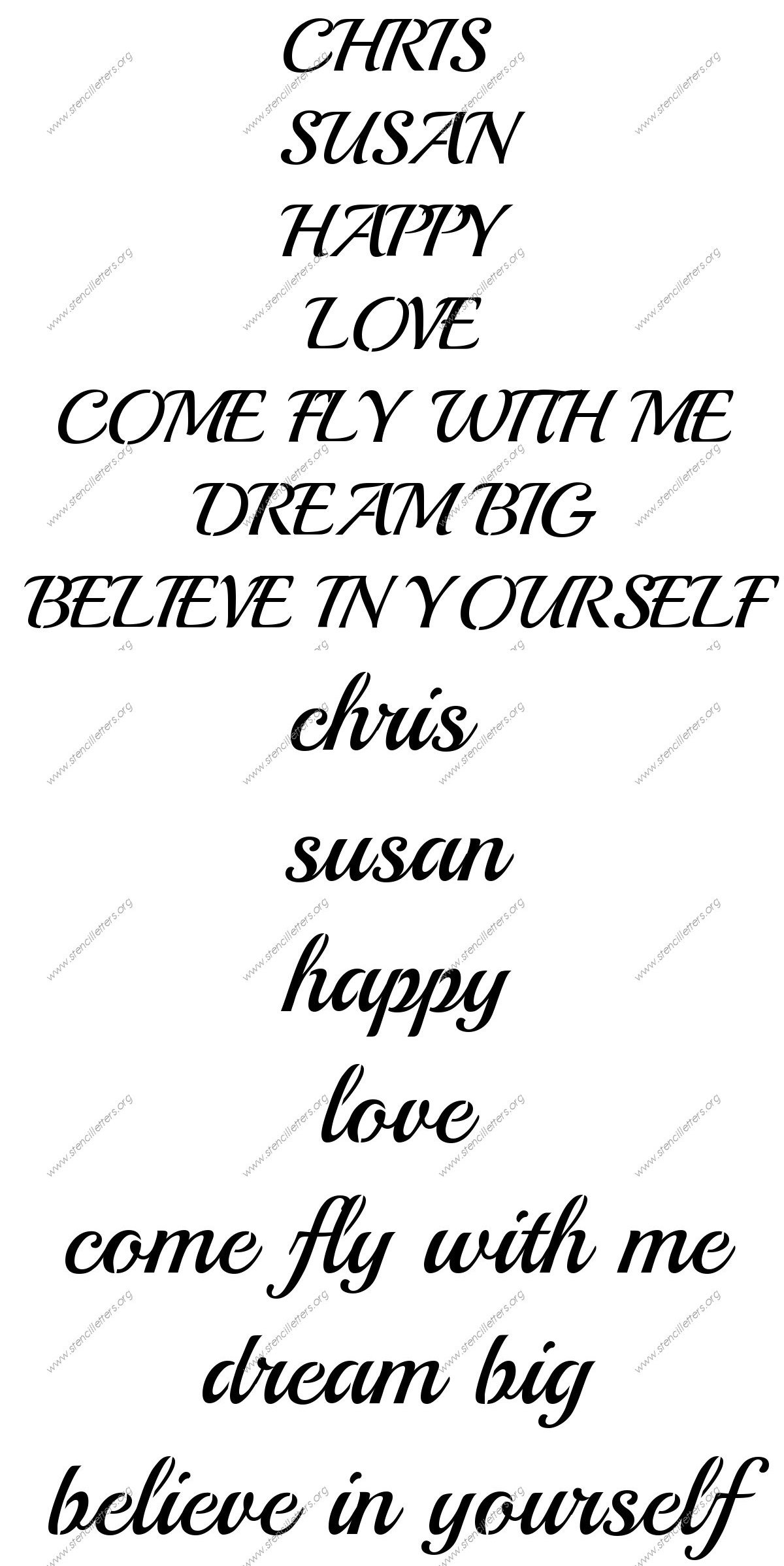 Vintage Calligraphy Names, Words, Phrases samples