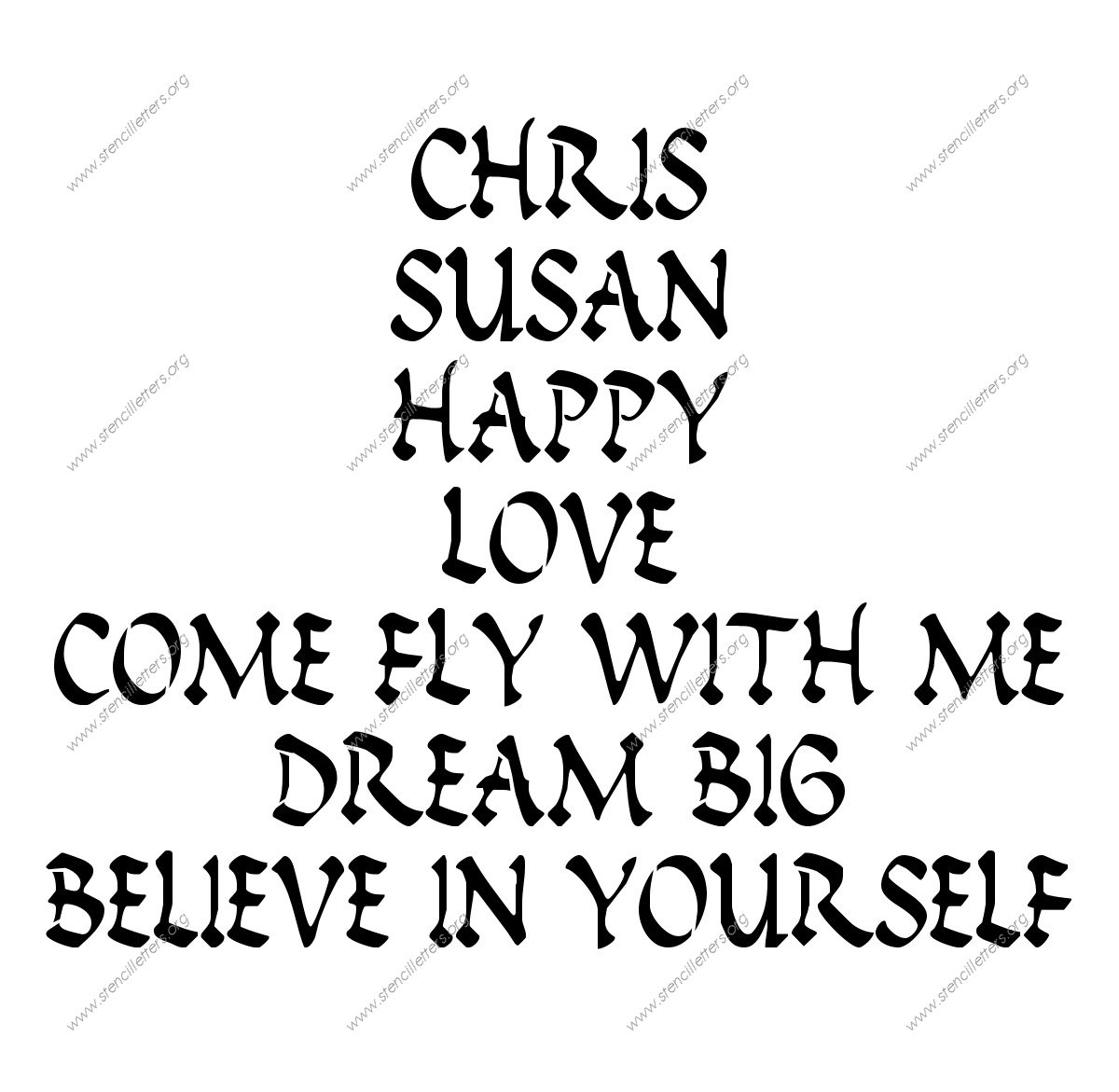 Ancient Roman Calligraphy Names, Words, Phrases samples