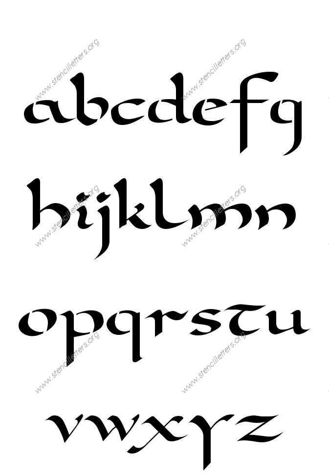 Longhand Penmanship Calligraphy A to Z lowercase letter stencils