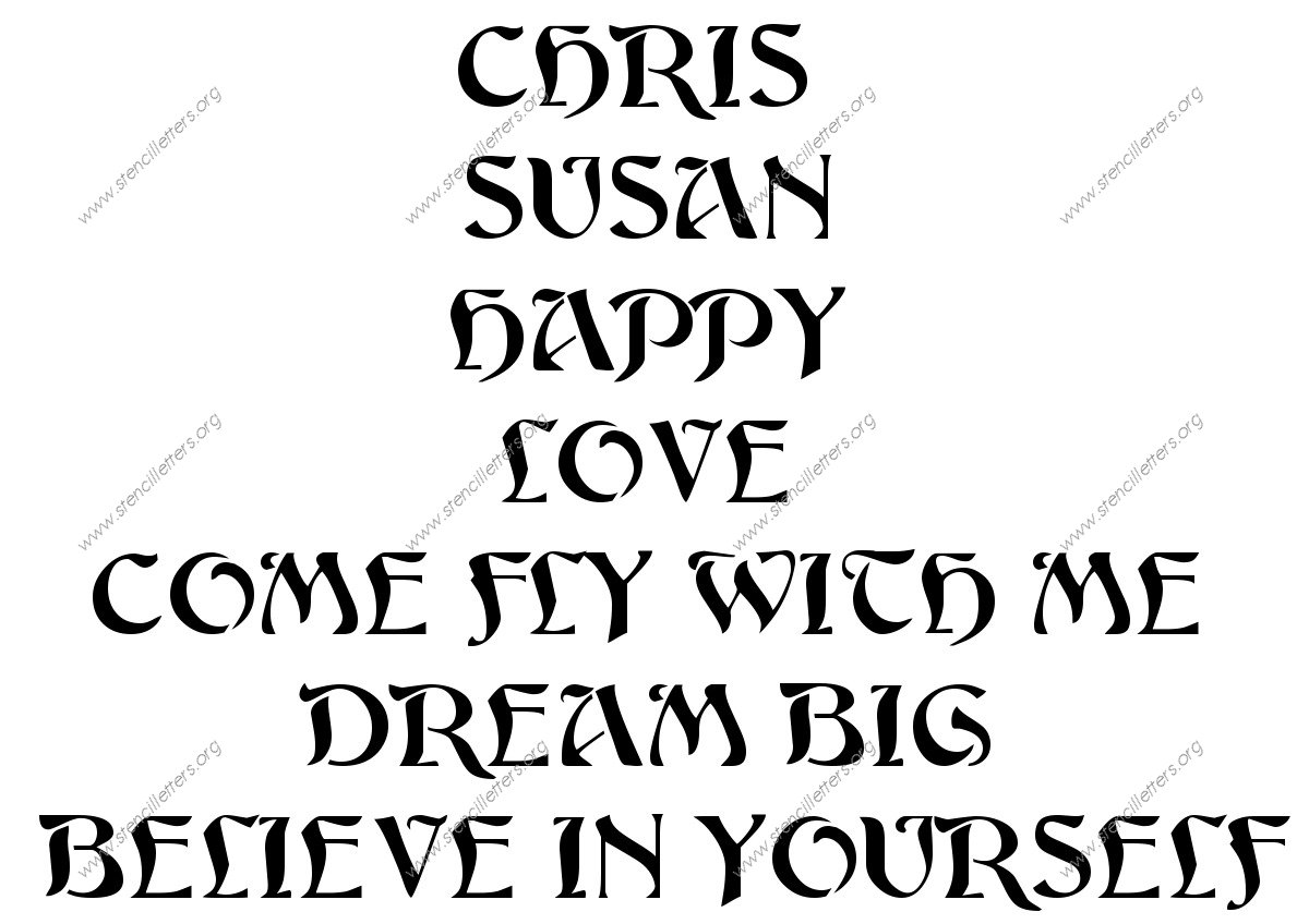 Flowing Art Nouveau Names, Words, Phrases samples