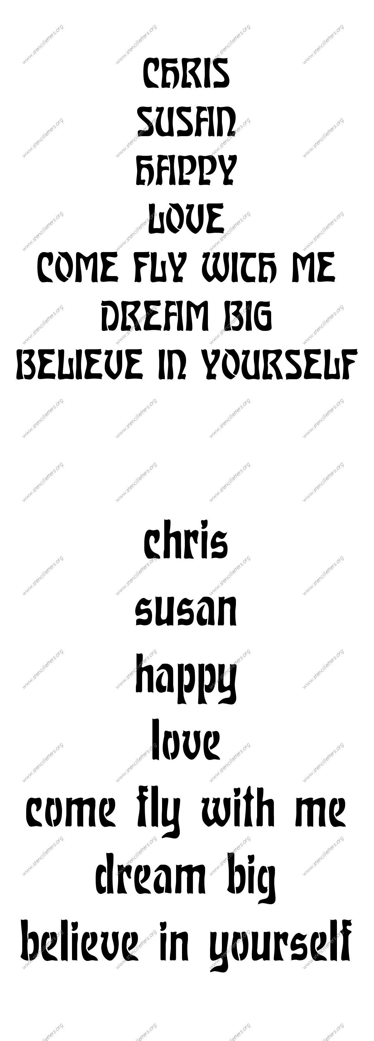 Natural Art Nouveau Names, Words, Phrases samples