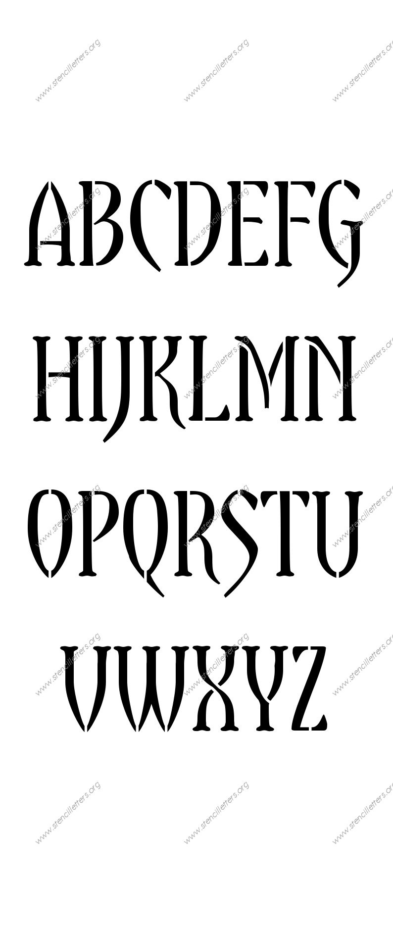 Gothic Decorative A to Z uppercase lowercase letter stencil set