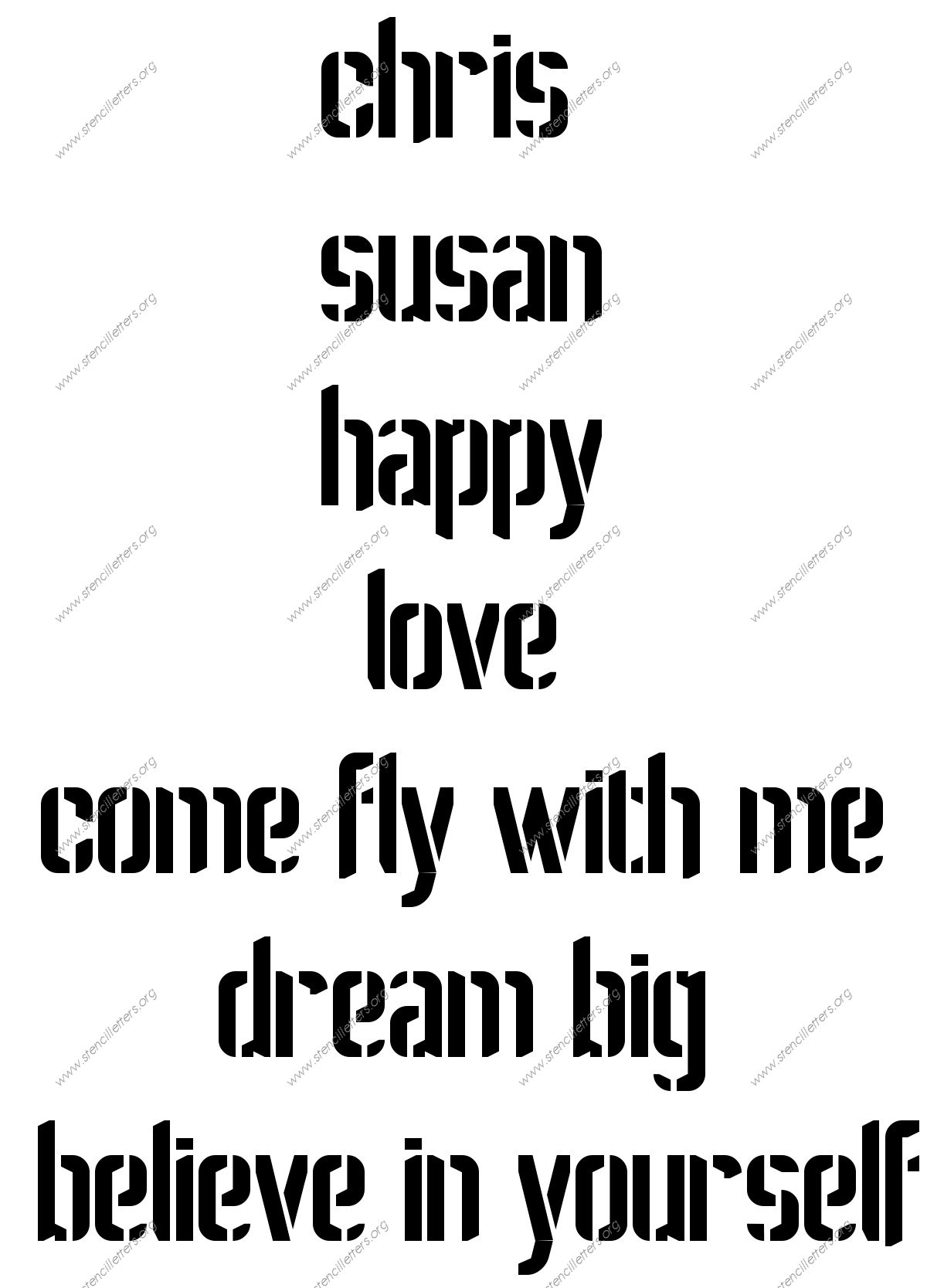 Sci-fi Futuristic lowercase stencil Names, Words, Phrases samples