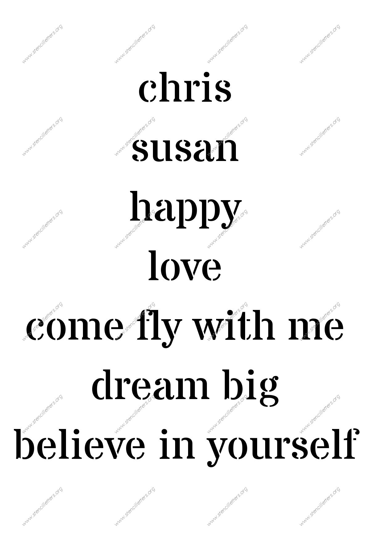 Industrial Army lowercase stencil Names, Words, Phrases samples