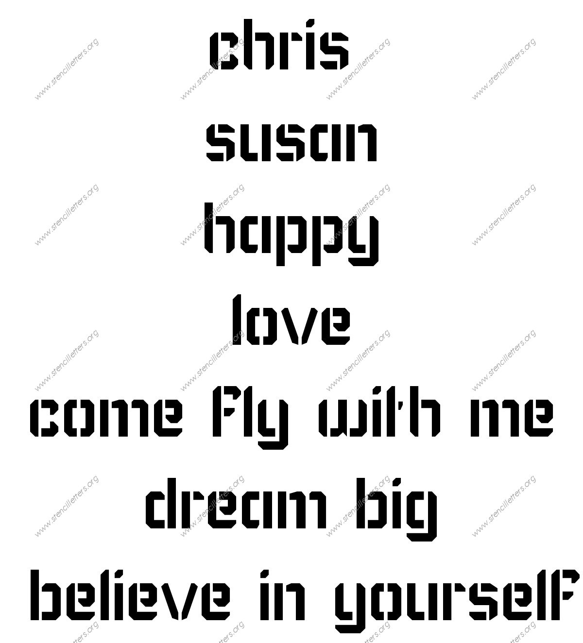 Techy Modern lowercase stencil Names, Words, Phrases samples