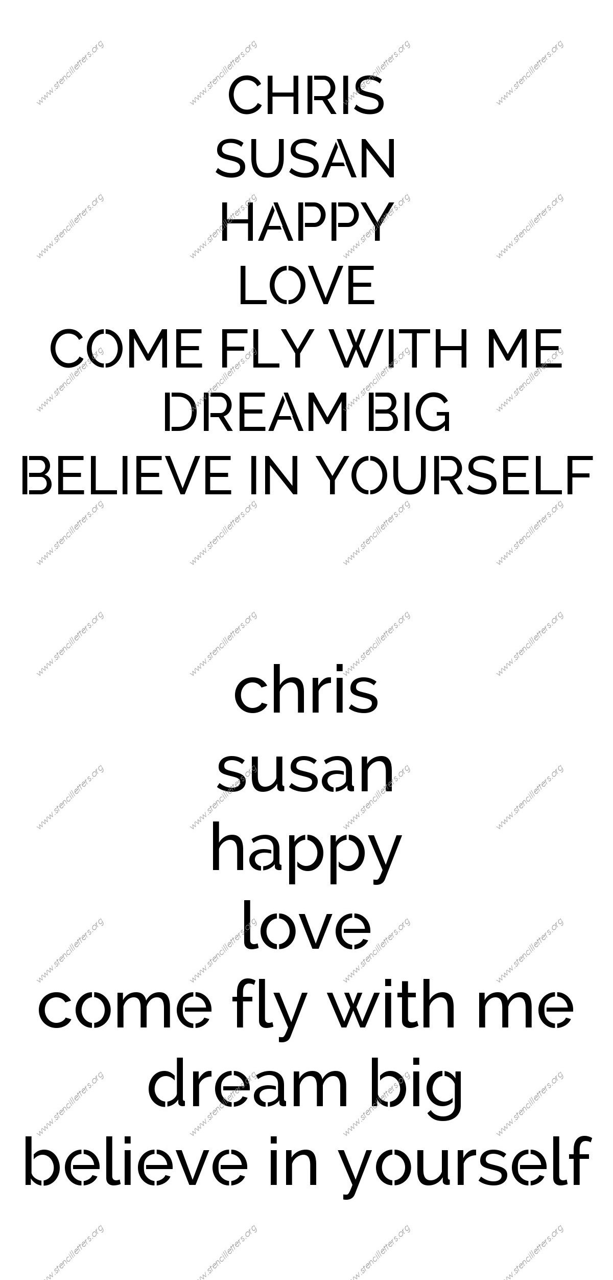 Smooth Elegant Sans Names, Words, Phrases samples