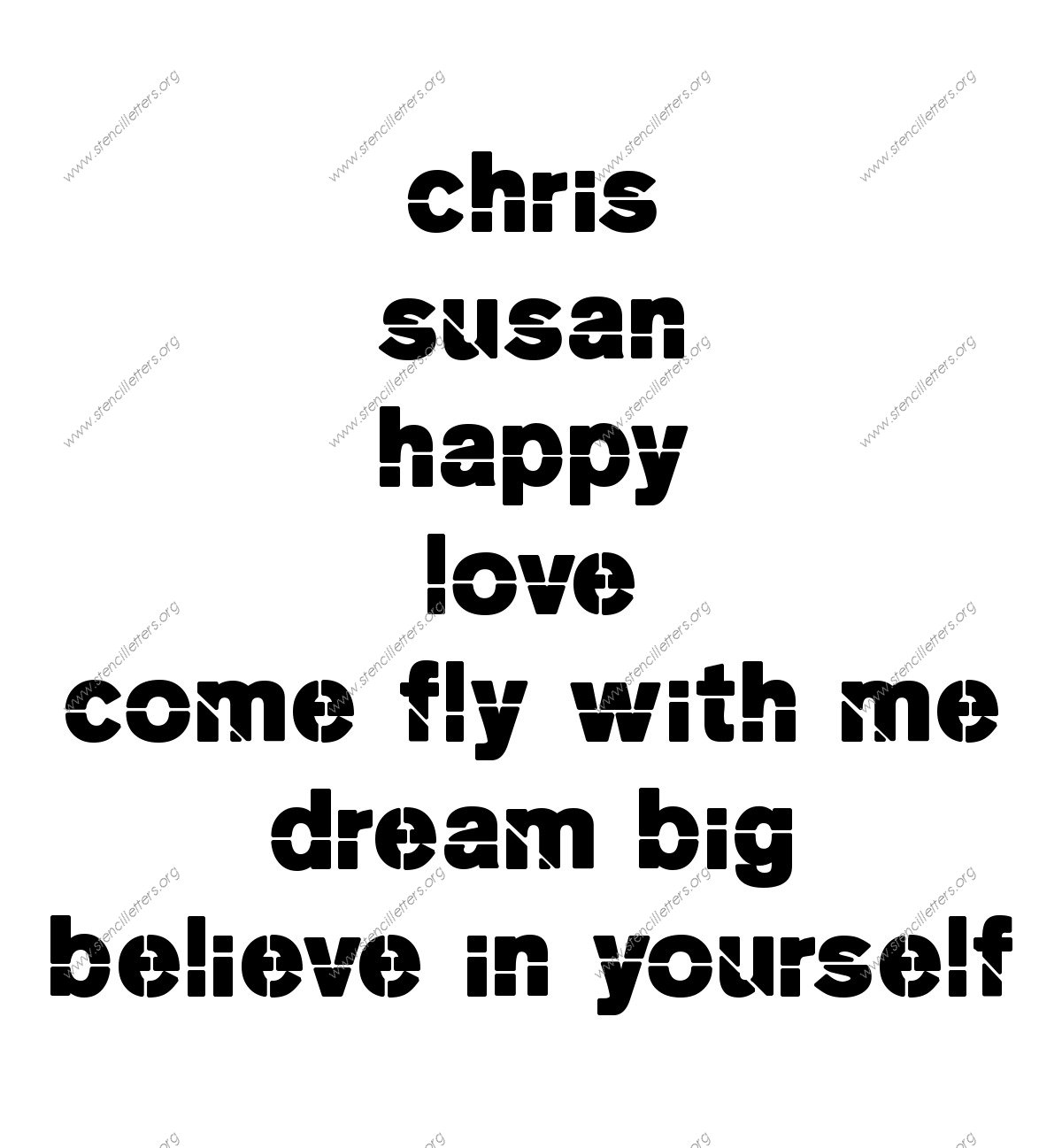 Heavy Bold lowercase stencil Names, Words, Phrases samples