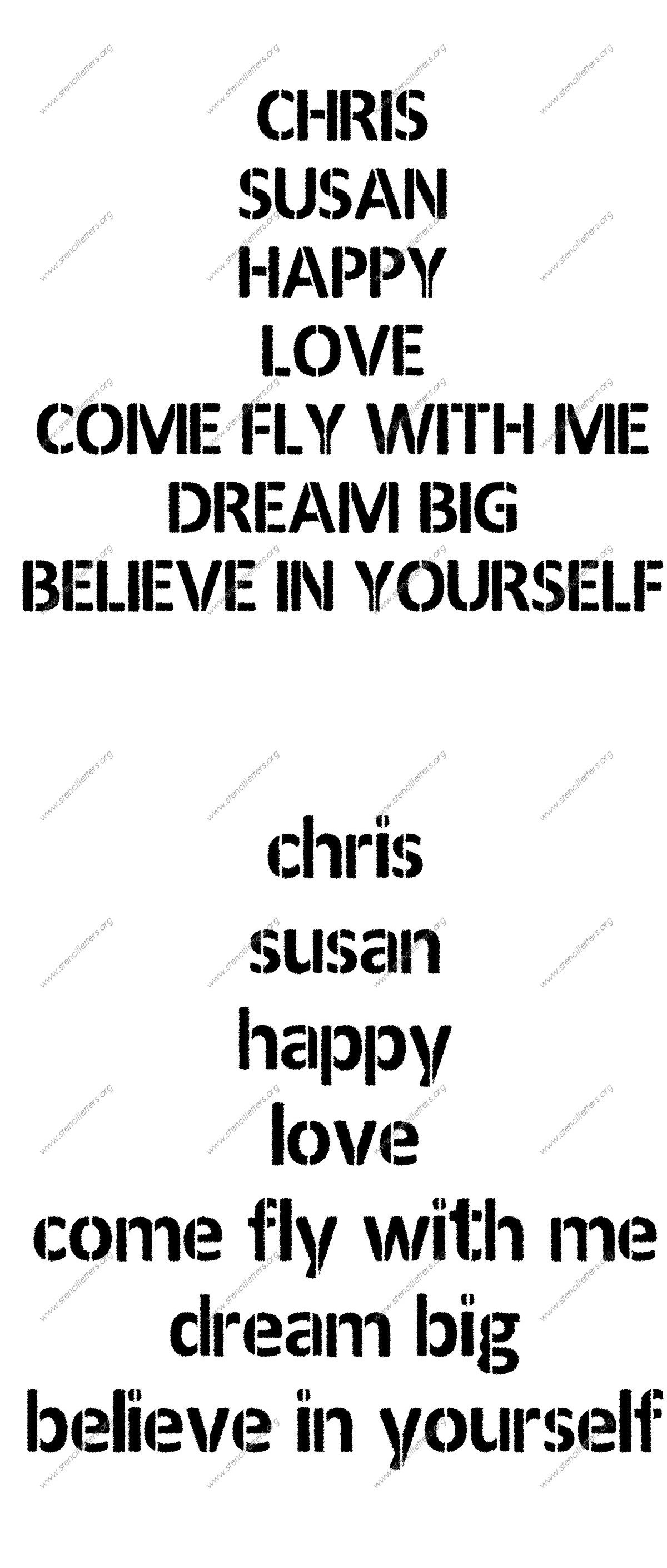 Woodcut Novelty Names, Words, Phrases samples