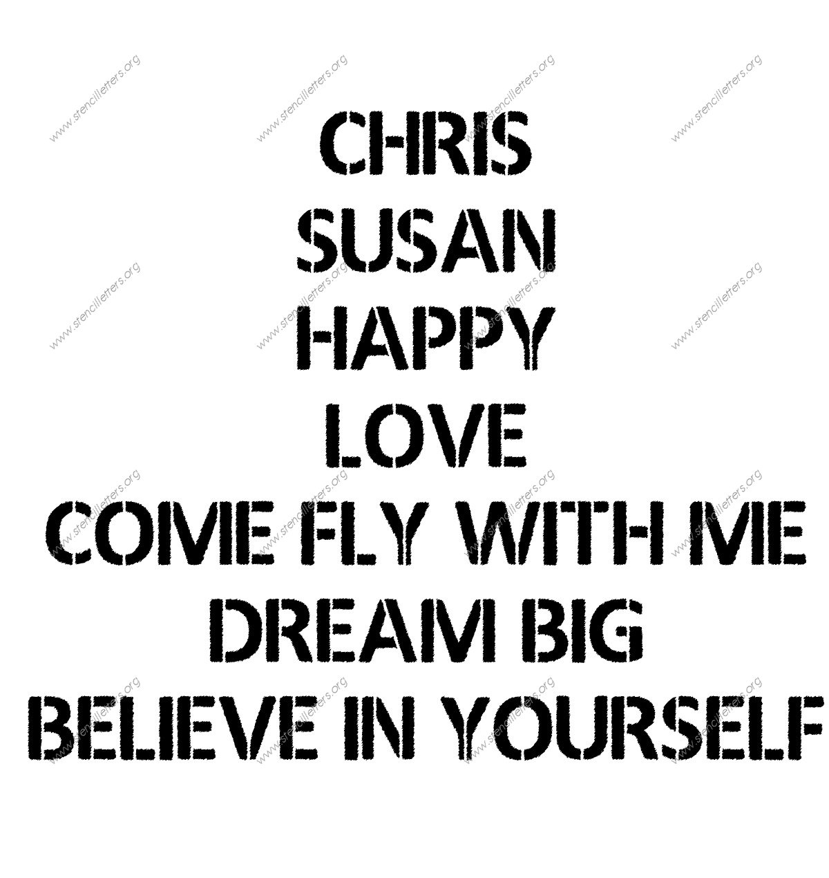 Woodcut Novelty Names, Words, Phrases samples