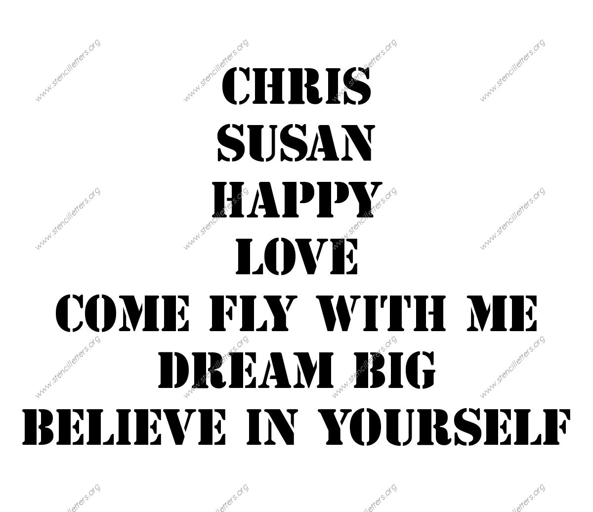 Decorative Army Names, Words, Phrases samples