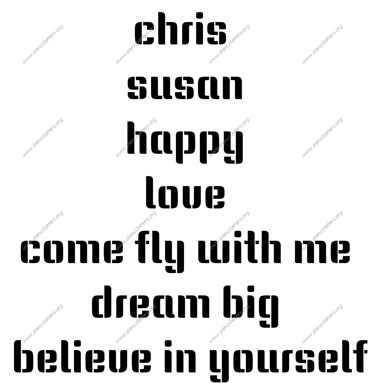 Stylish Modern lowercase stencil Names, Words, Phrases samples