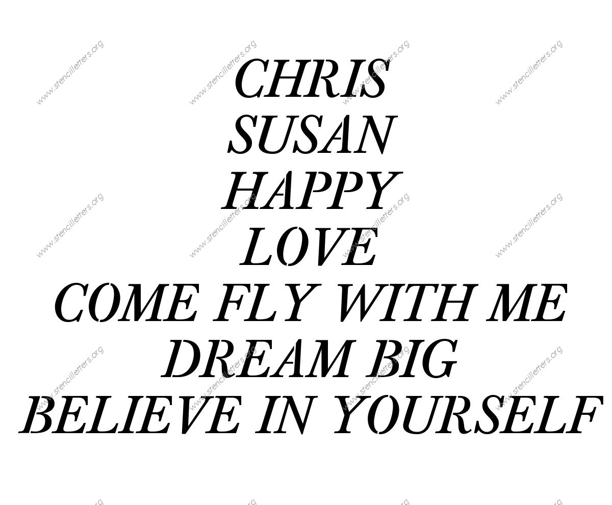 Elegant Italic Names, Words, Phrases samples