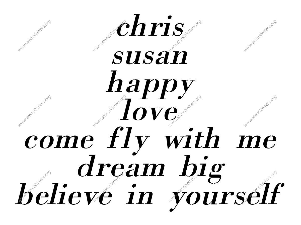 1700s Decorative Italic lowercase stencil Names, Words, Phrases samples