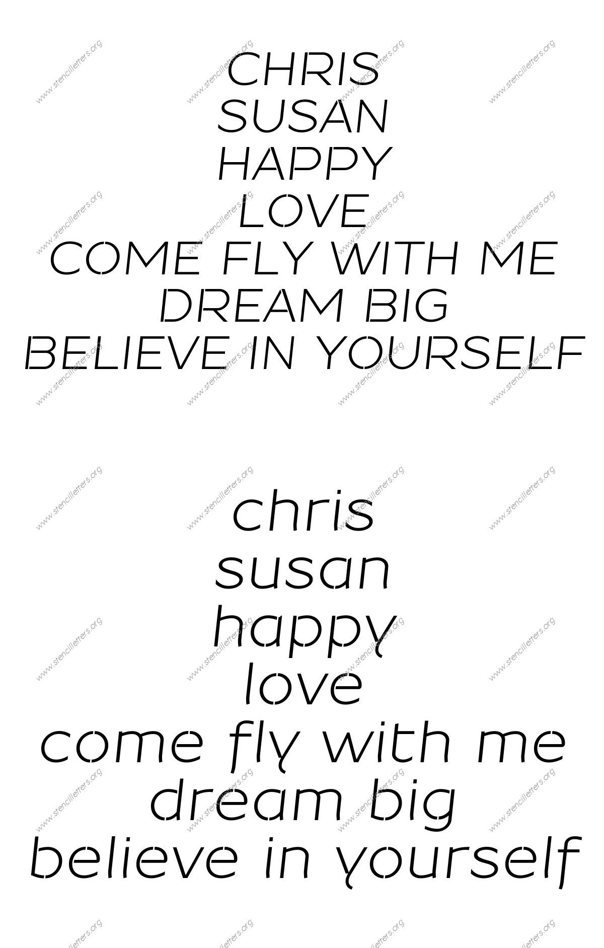 Banner Italic Names, Words, Phrases samples