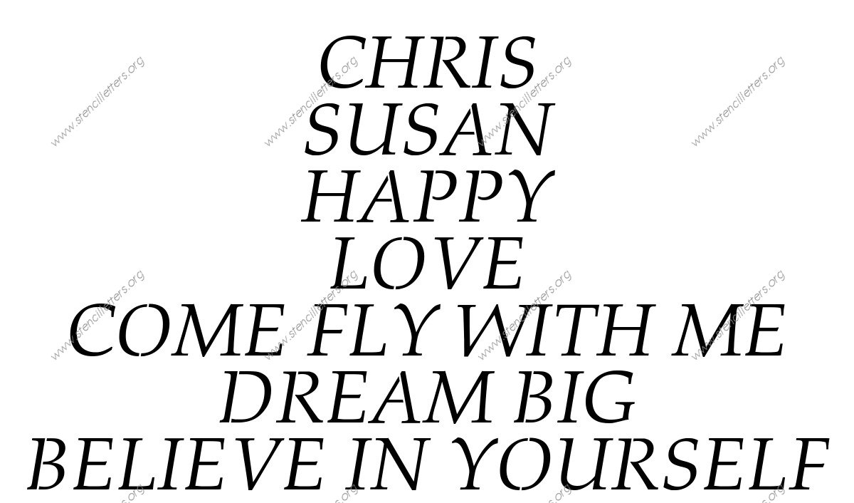 Formal Elegant Italic Names, Words, Phrases samples