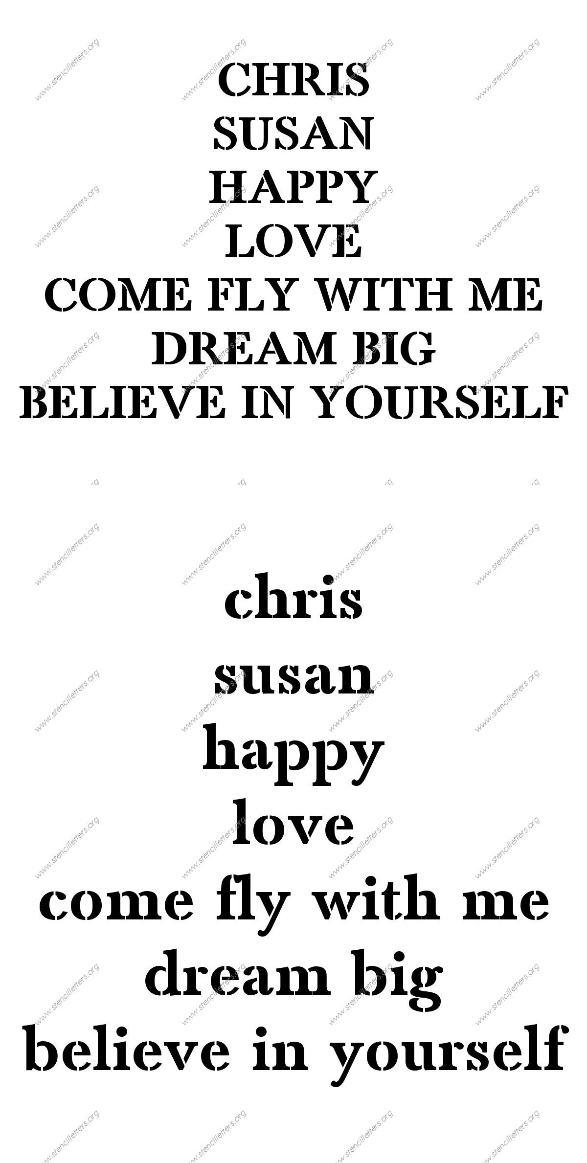 High Contrast Elegant Names, Words, Phrases samples