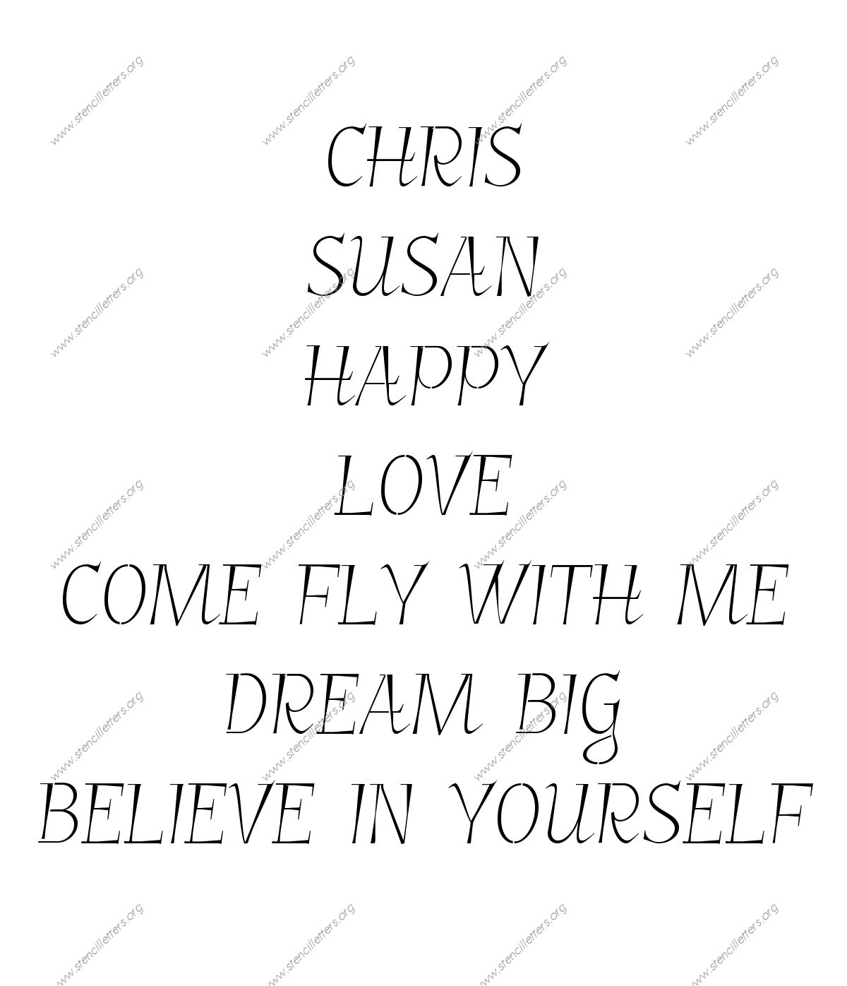 Fancy Italic Names, Words, Phrases samples