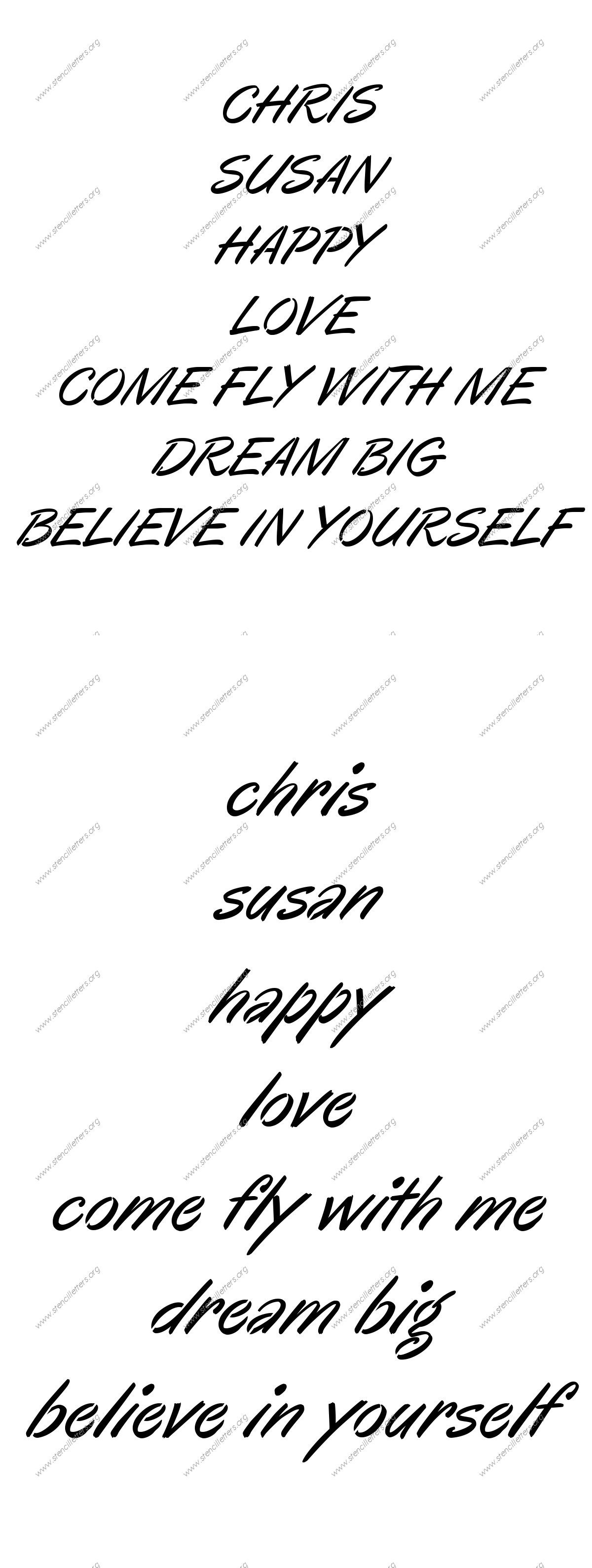 Calligraphic Italic Names, Words, Phrases samples