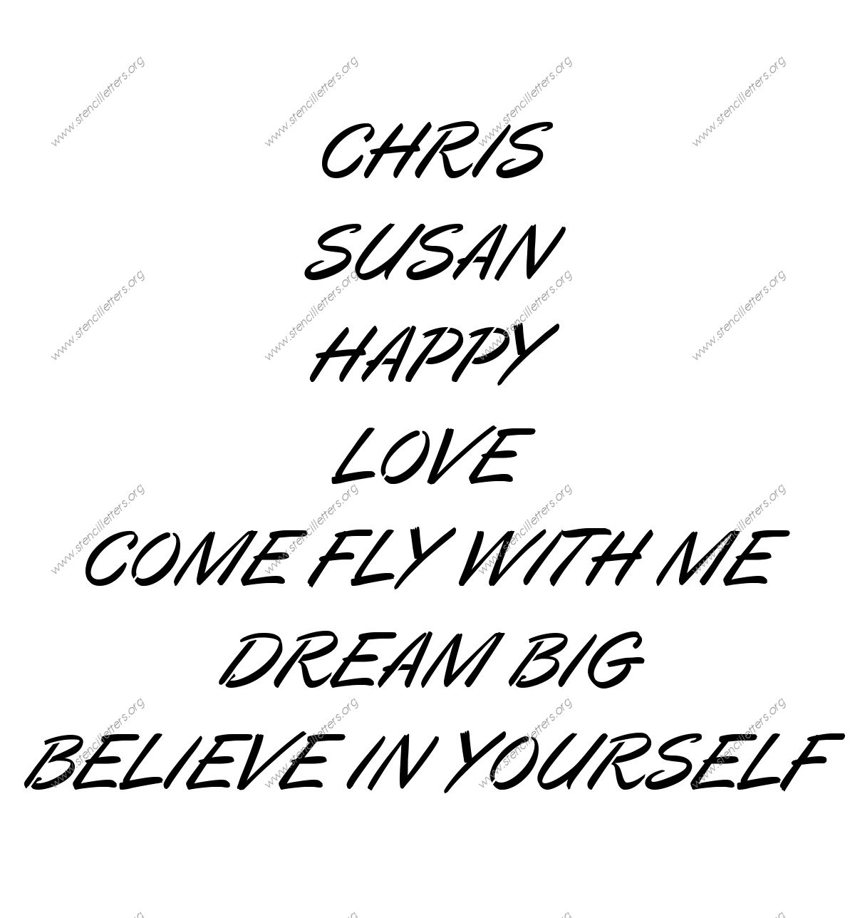 Calligraphic Italic Names, Words, Phrases samples