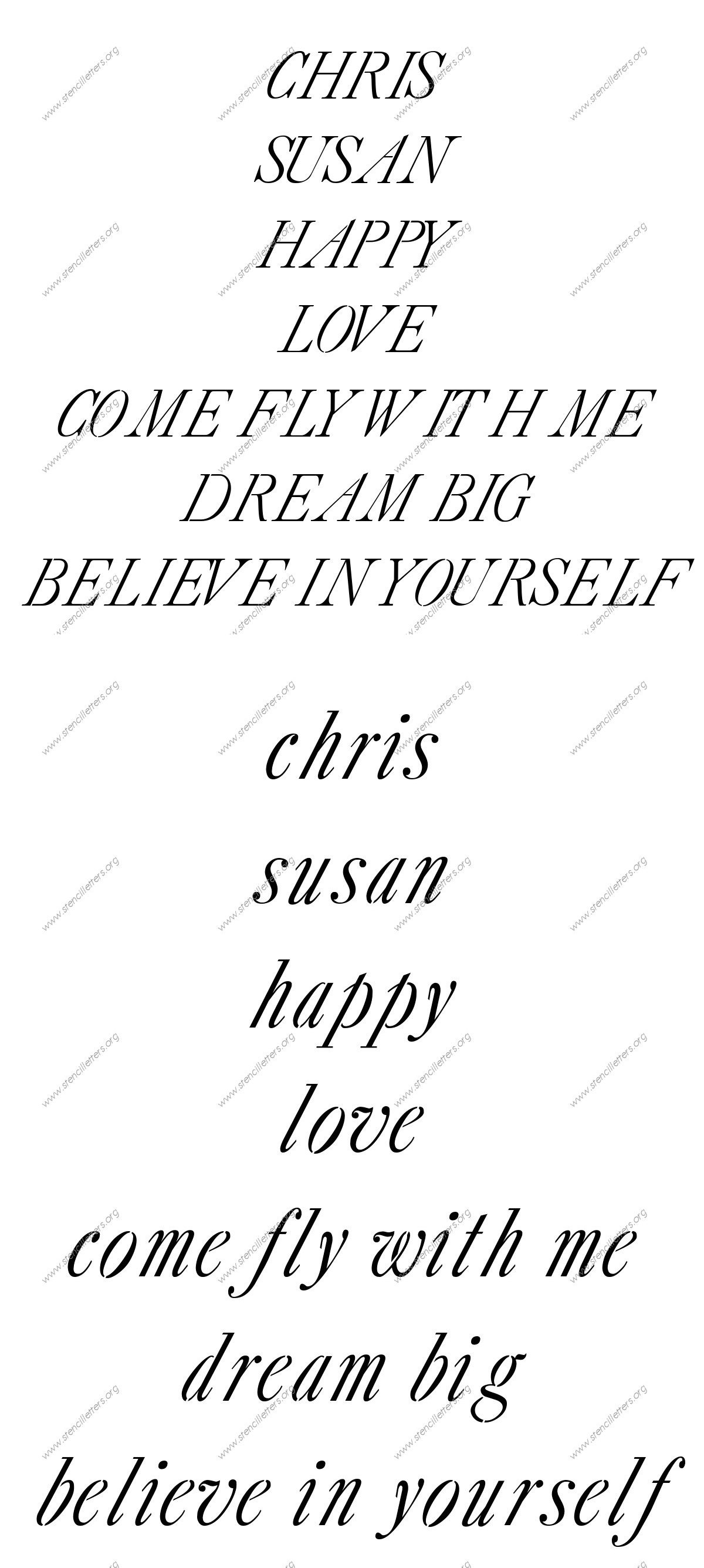 18th Century Italic Names, Words, Phrases samples