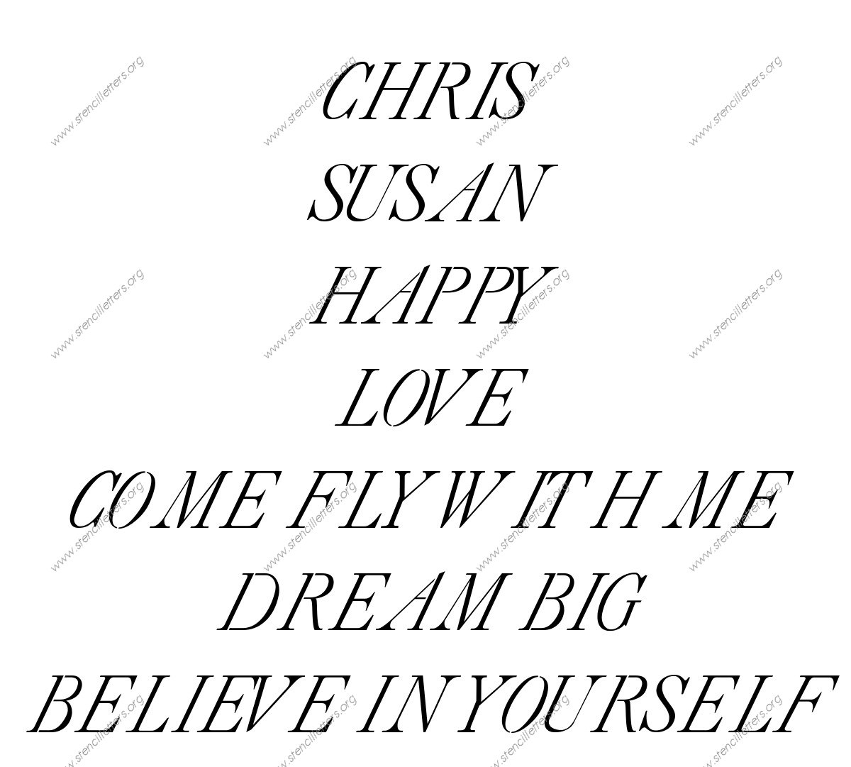 18th Century Italic Names, Words, Phrases samples