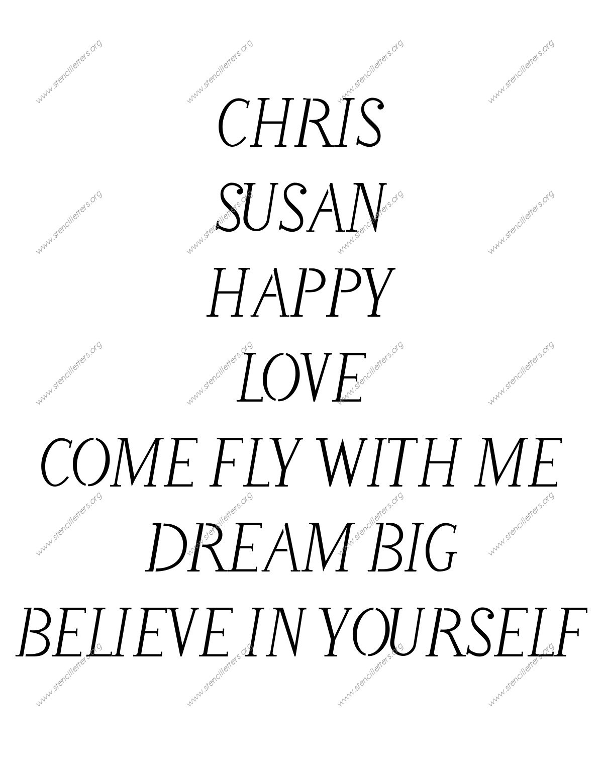 Longhand Italic Names, Words, Phrases samples