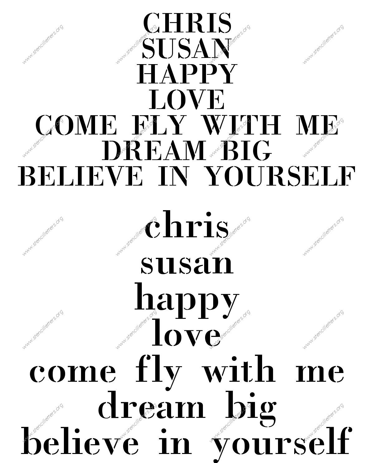 1700s Decorative Names, Words, Phrases samples