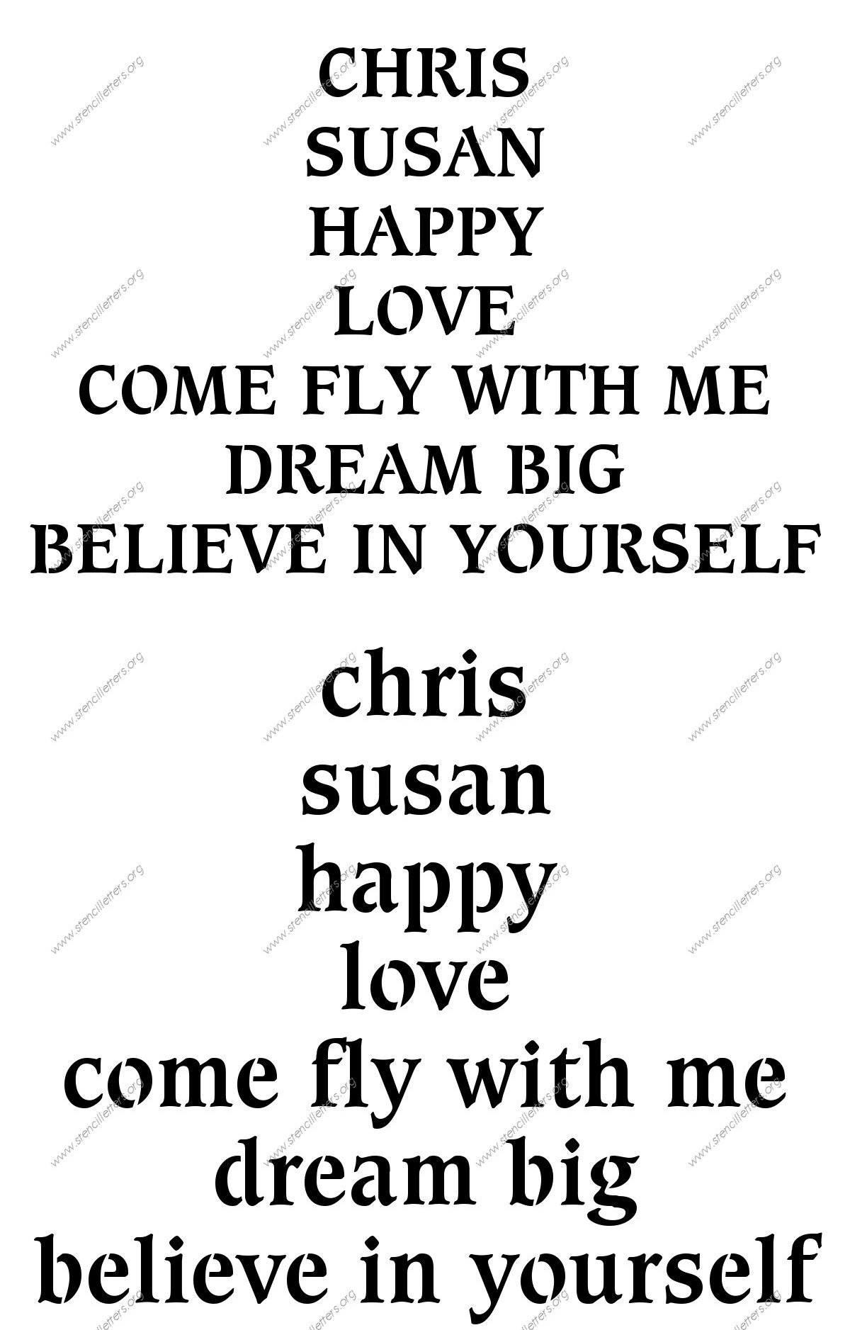 Decorative Bold Names, Words, Phrases samples