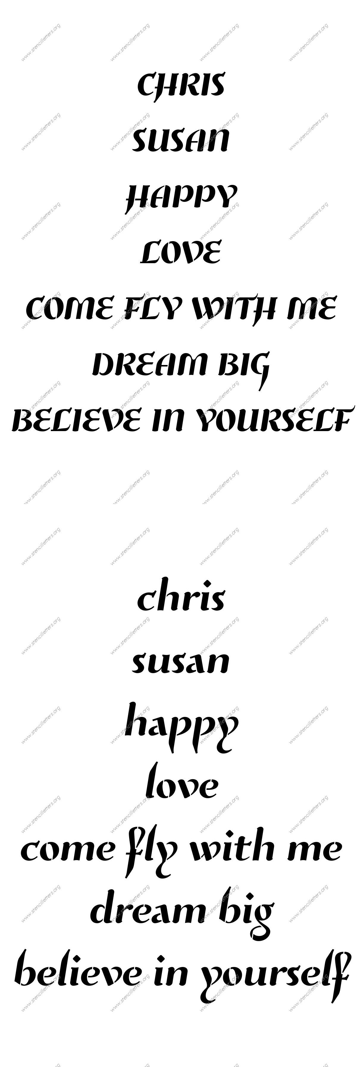 Cursive Flowing Names, Words, Phrases samples