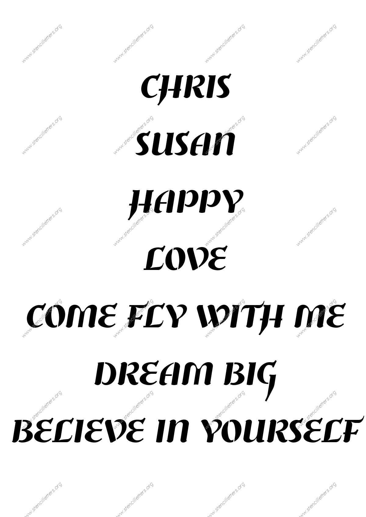 Cursive Flowing Names, Words, Phrases samples