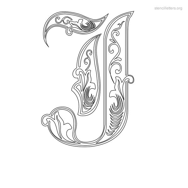 Stencil Letter Decorative J