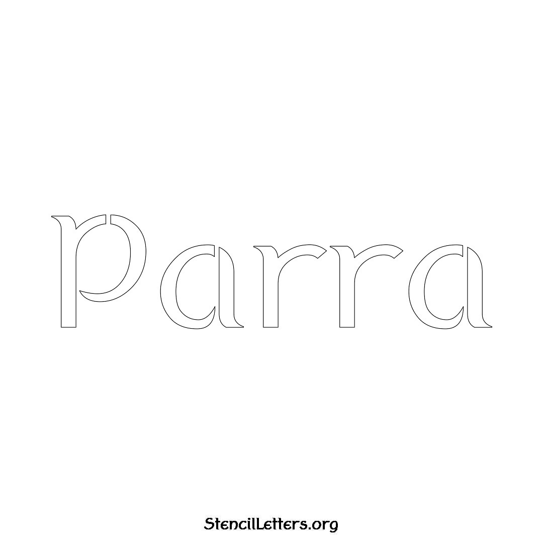 Parra name stencil in Ancient Lettering