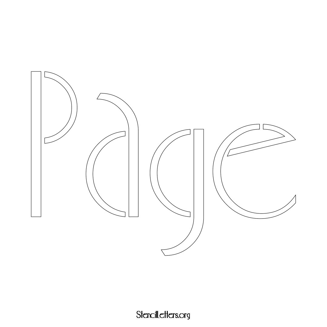 Page name stencil in Art Deco Lettering