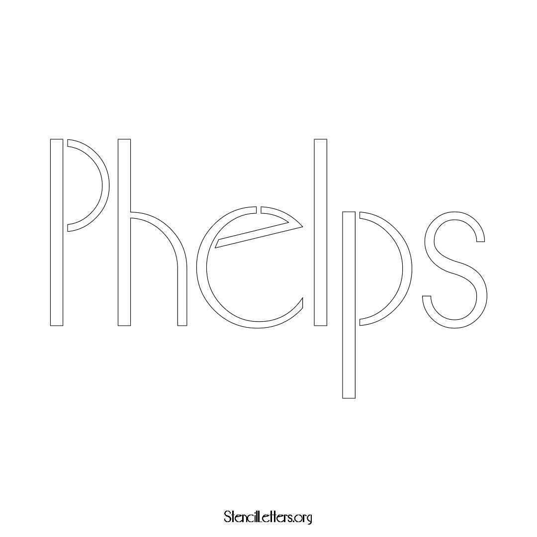 Phelps name stencil in Art Deco Lettering
