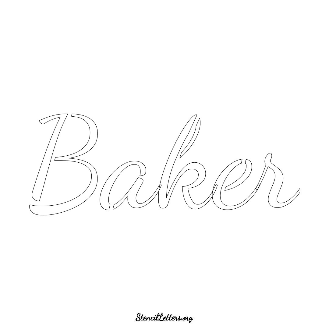 Baker name stencil in Cursive Script Lettering